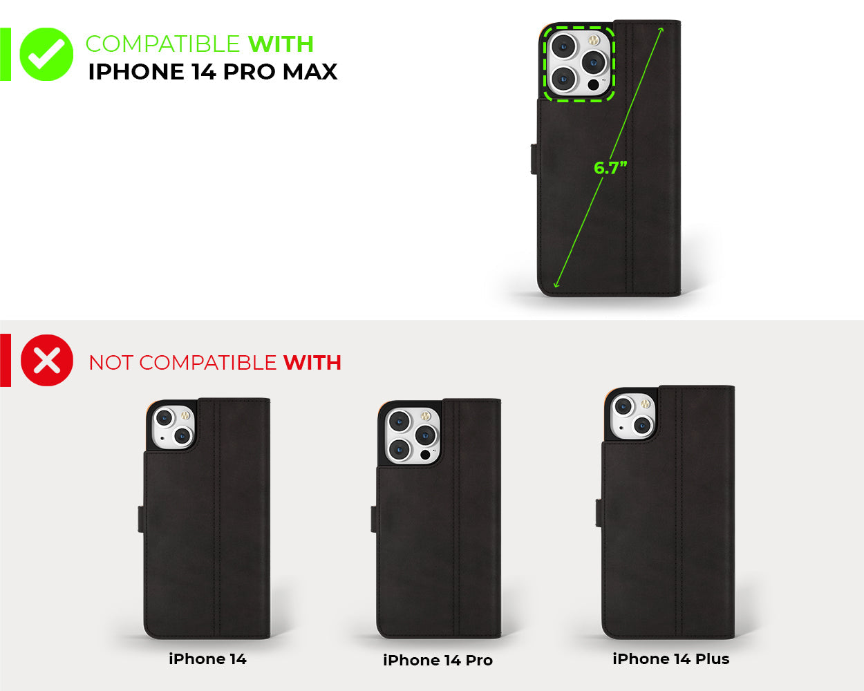 Étui portefeuille en cuir vintage - Apple iPhone 14 Pro Max