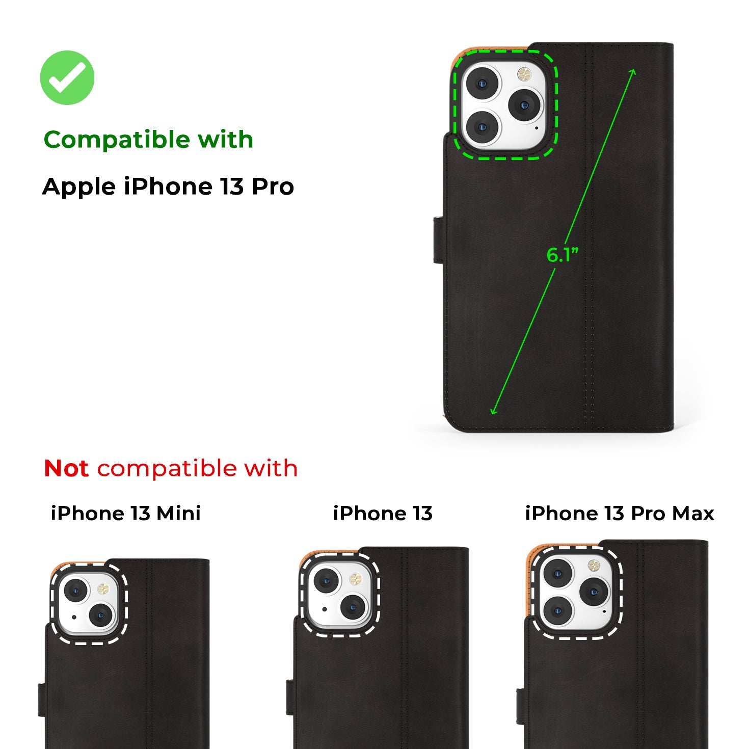 Étui portefeuille en cuir vintage - Apple iPhone 13 Pro