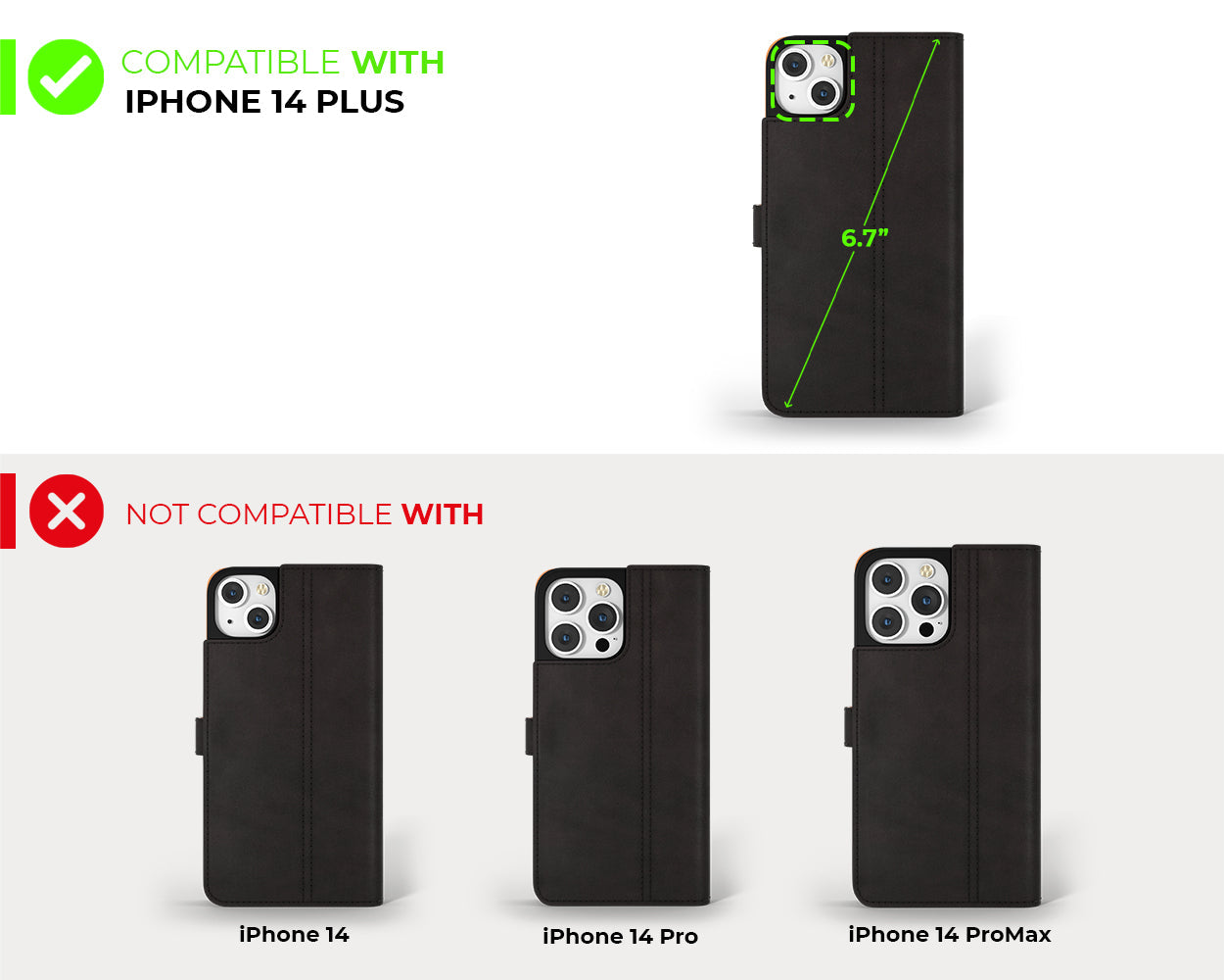 Étui portefeuille en cuir vintage - Apple iPhone 14 Plus