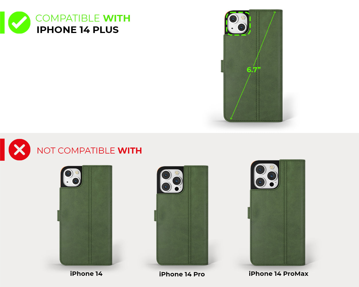 Étui portefeuille en cuir vintage - Apple iPhone 14 Plus