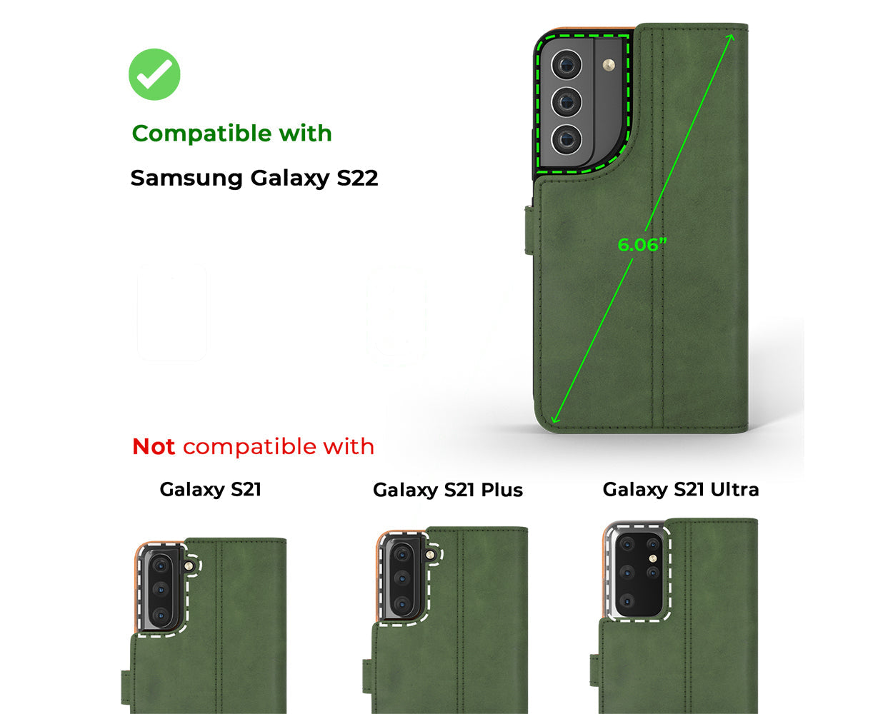Étui portefeuille en cuir vintage - Samsung Galaxy S22
