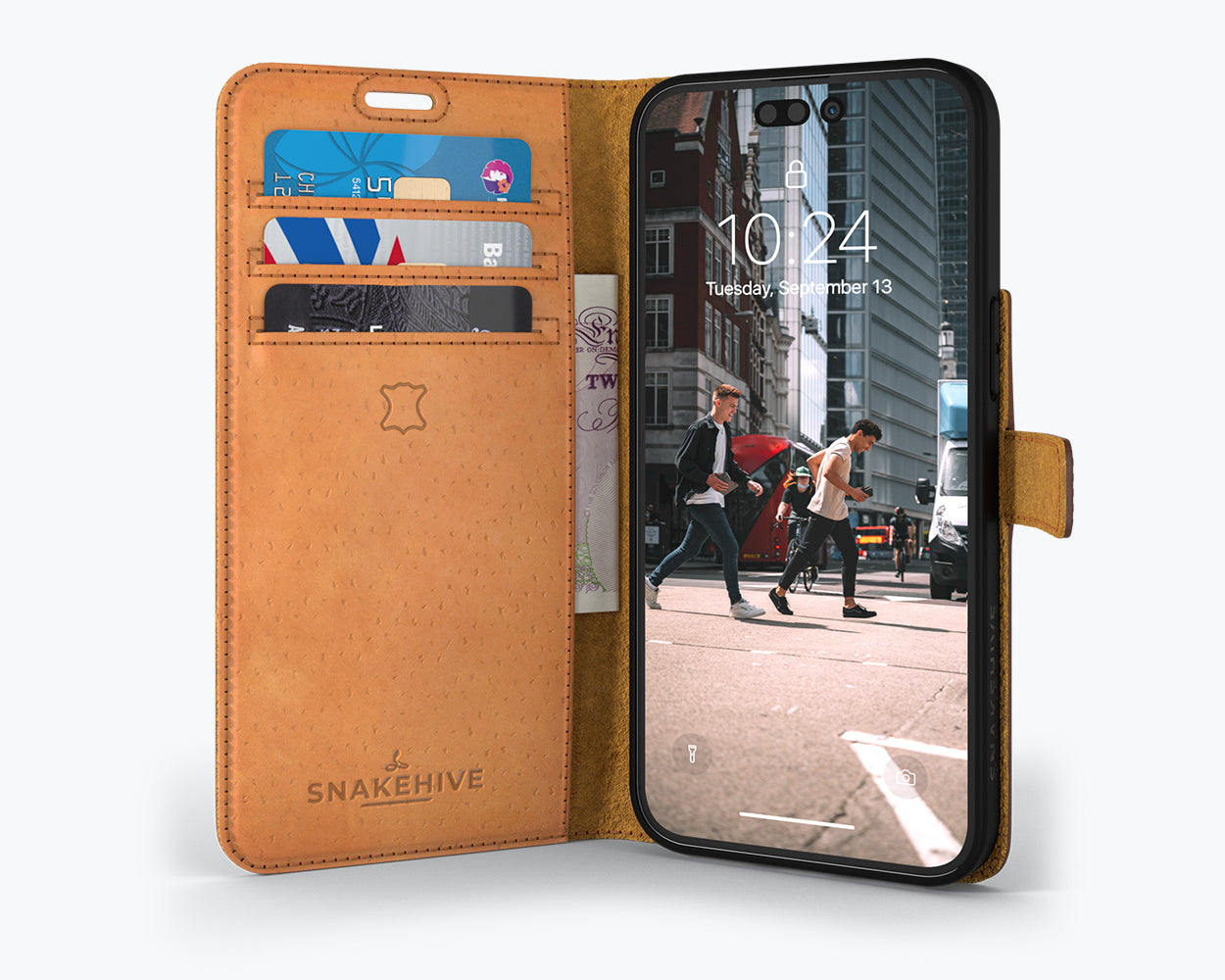 Étui portefeuille en cuir vintage - Apple iPhone 14 Pro