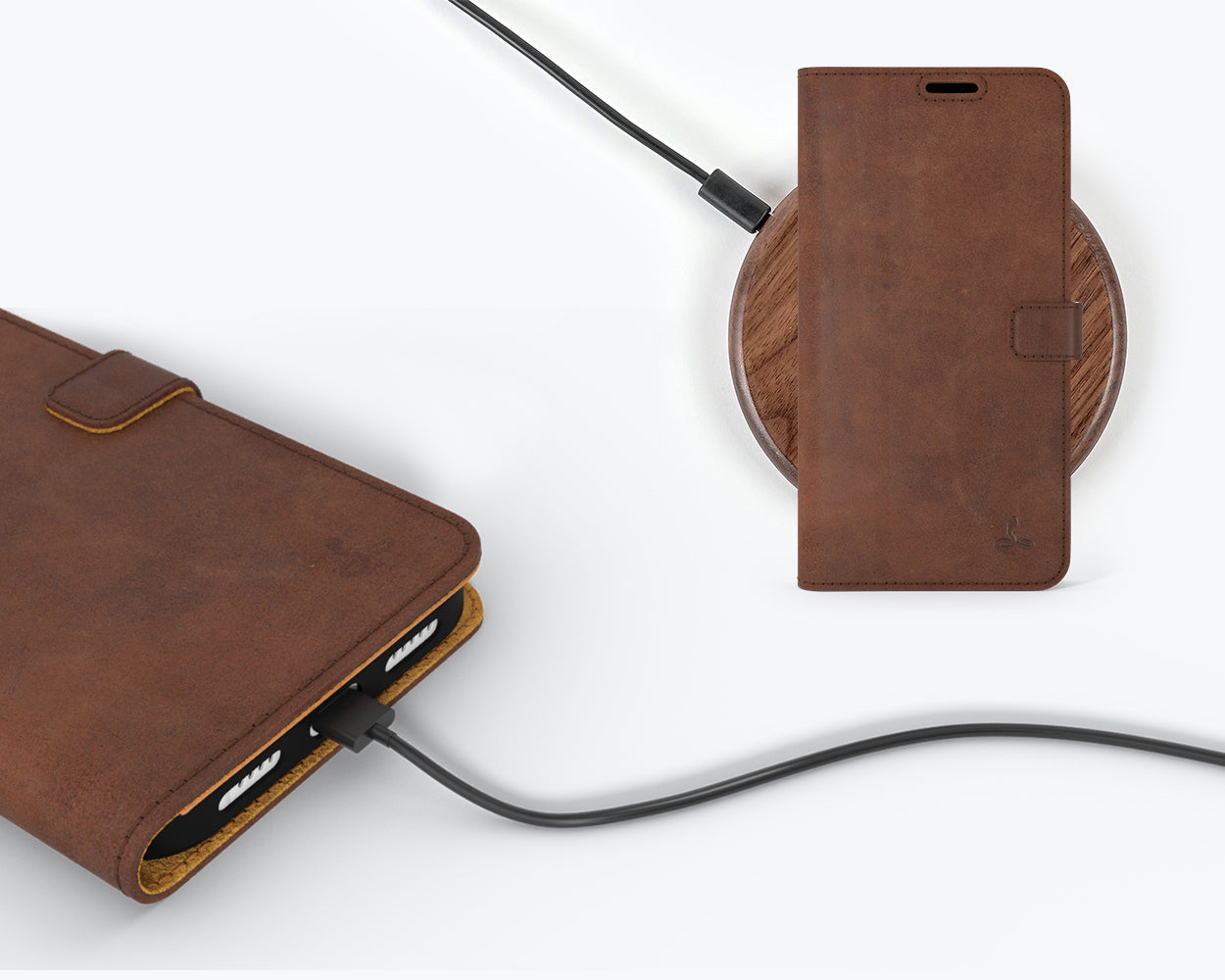 Étui portefeuille en cuir vintage - Apple iPhone 14 Pro