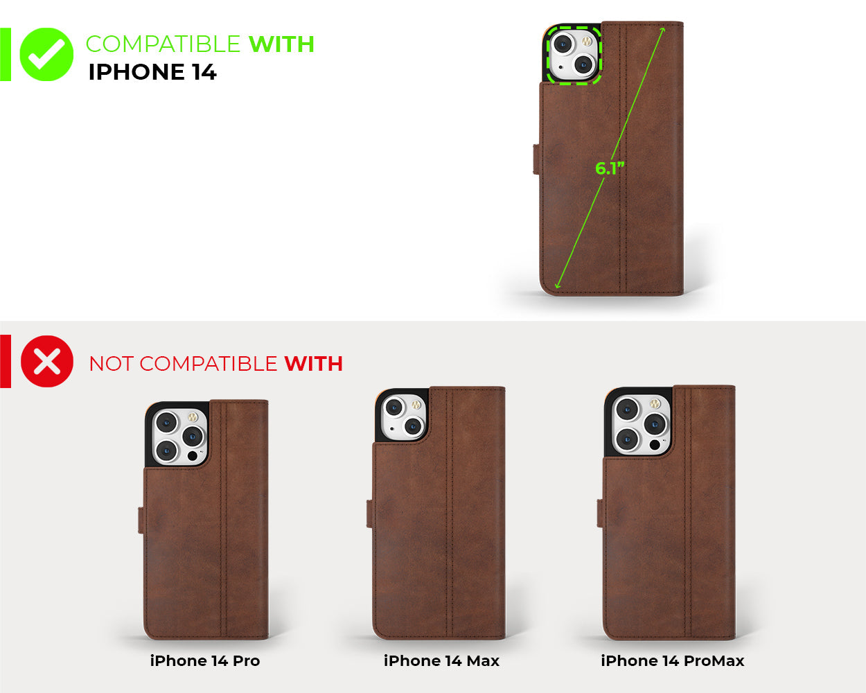 Étui portefeuille en cuir vintage - Apple iPhone 14 Plus