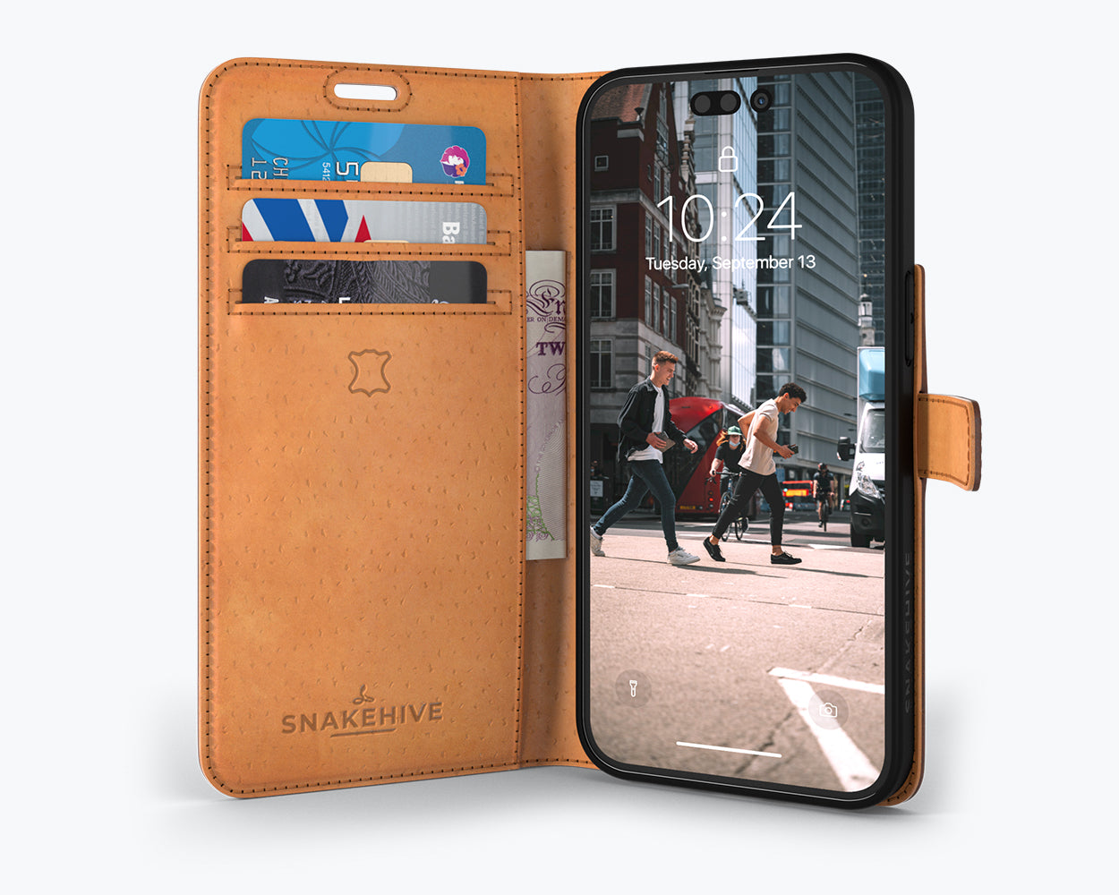 Étui portefeuille en cuir vintage - Apple iPhone 14 Pro Max