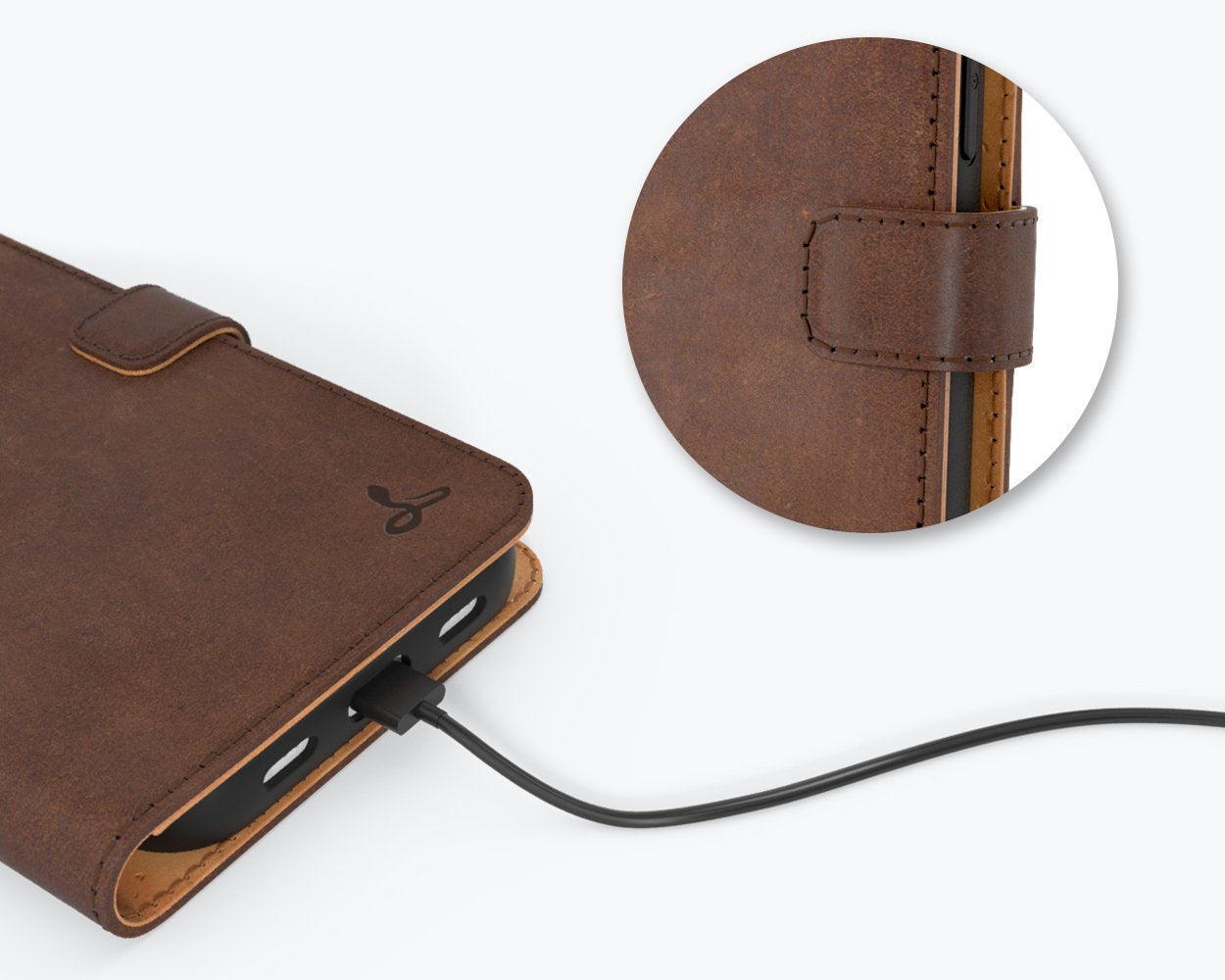 Étui portefeuille en cuir vintage - Apple iPhone 13 Mini