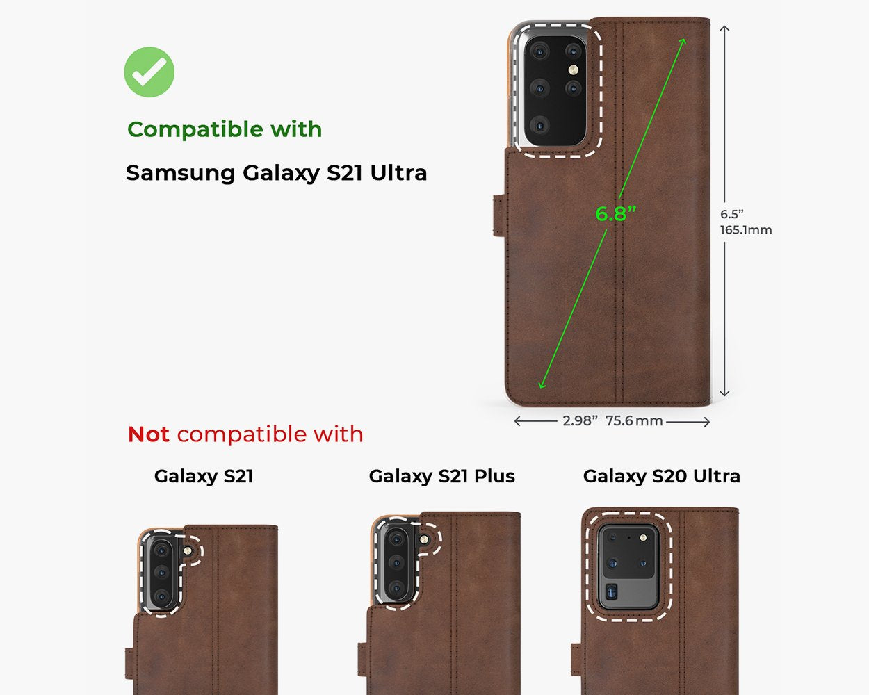 Étui portefeuille en cuir vintage - Samsung Galaxy S21 Ultra