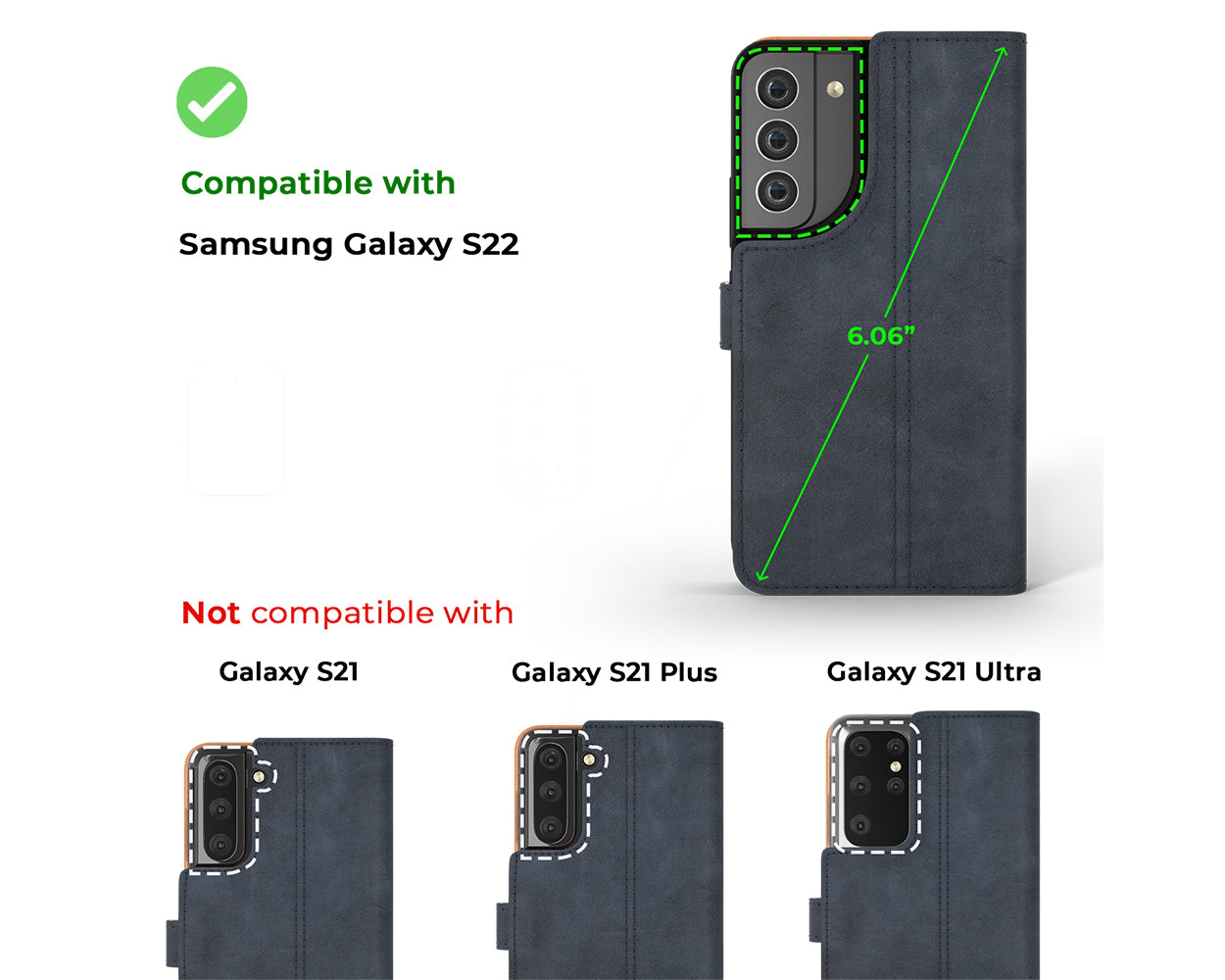 Étui portefeuille en cuir vintage - Samsung Galaxy S22