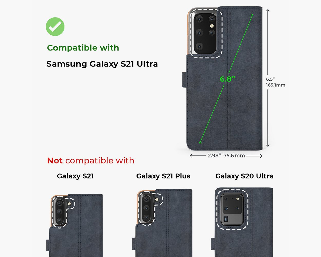 Étui portefeuille en cuir vintage - Samsung Galaxy S21 Ultra