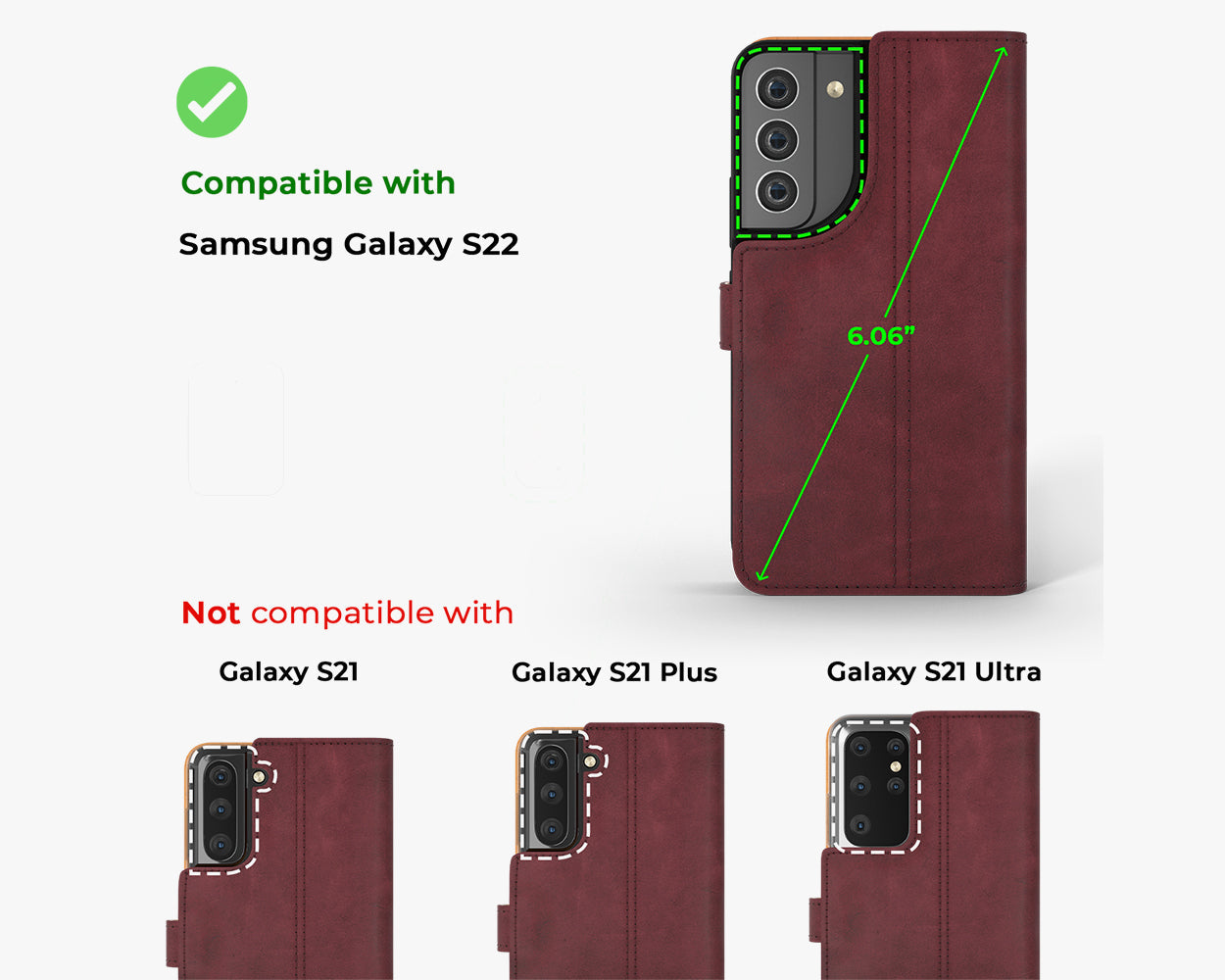 Étui portefeuille en cuir vintage - Samsung Galaxy S22