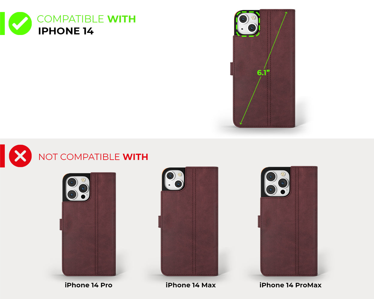 Étui portefeuille en cuir vintage - Apple iPhone 14 Plus