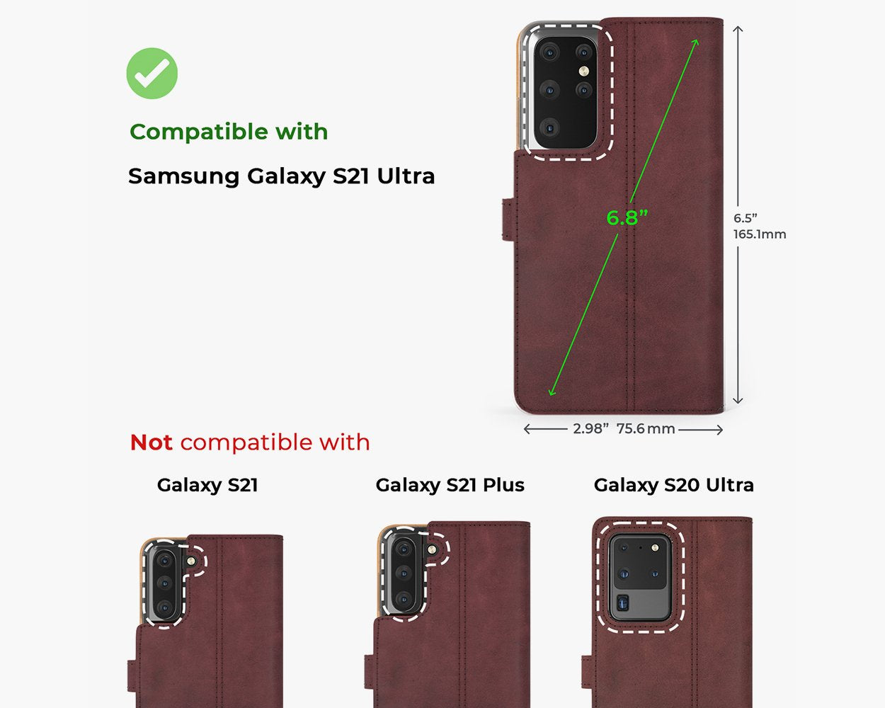 Étui portefeuille en cuir vintage - Samsung Galaxy S21 Ultra