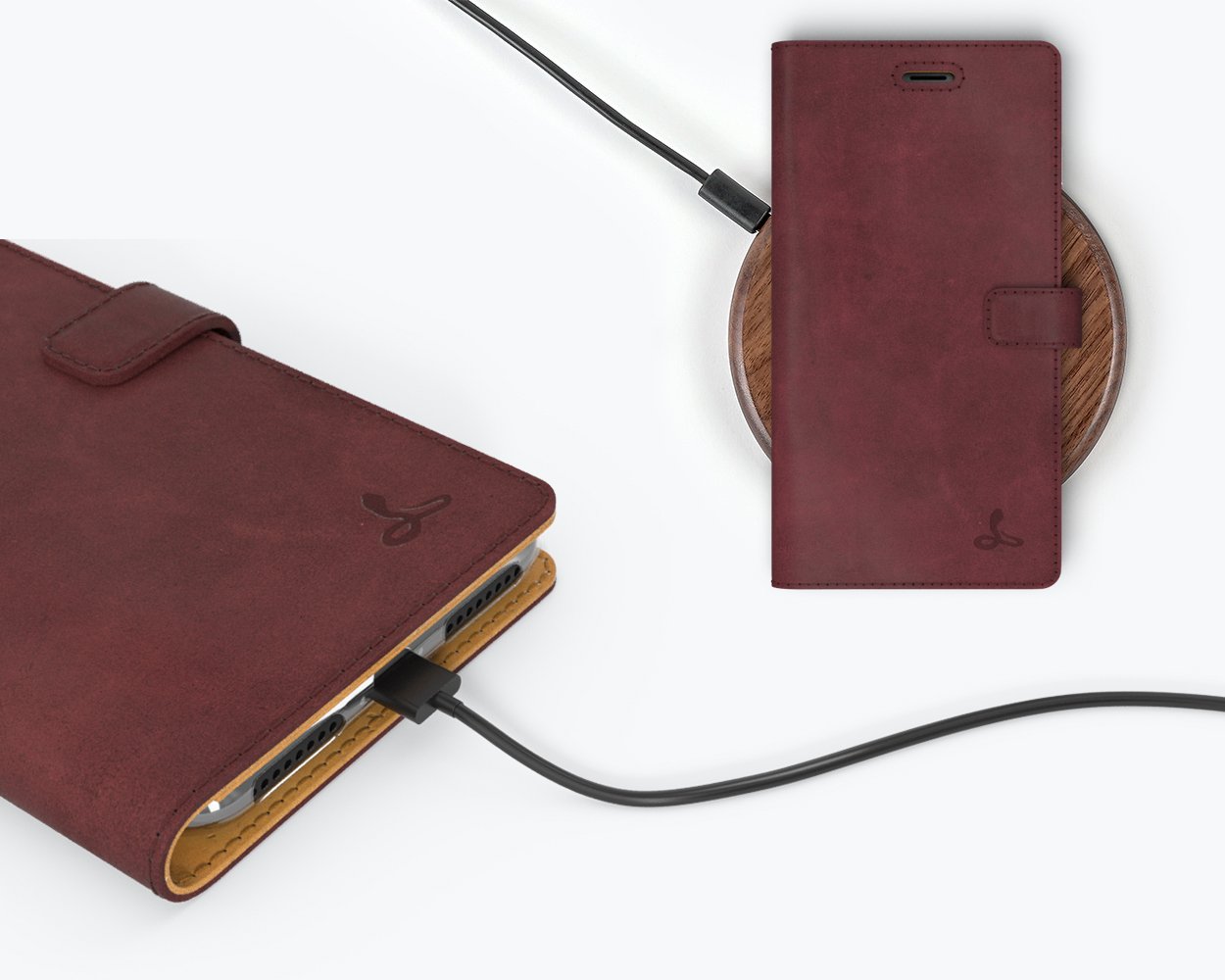 Étui portefeuille en cuir vintage - Apple iPhone 7 Plus