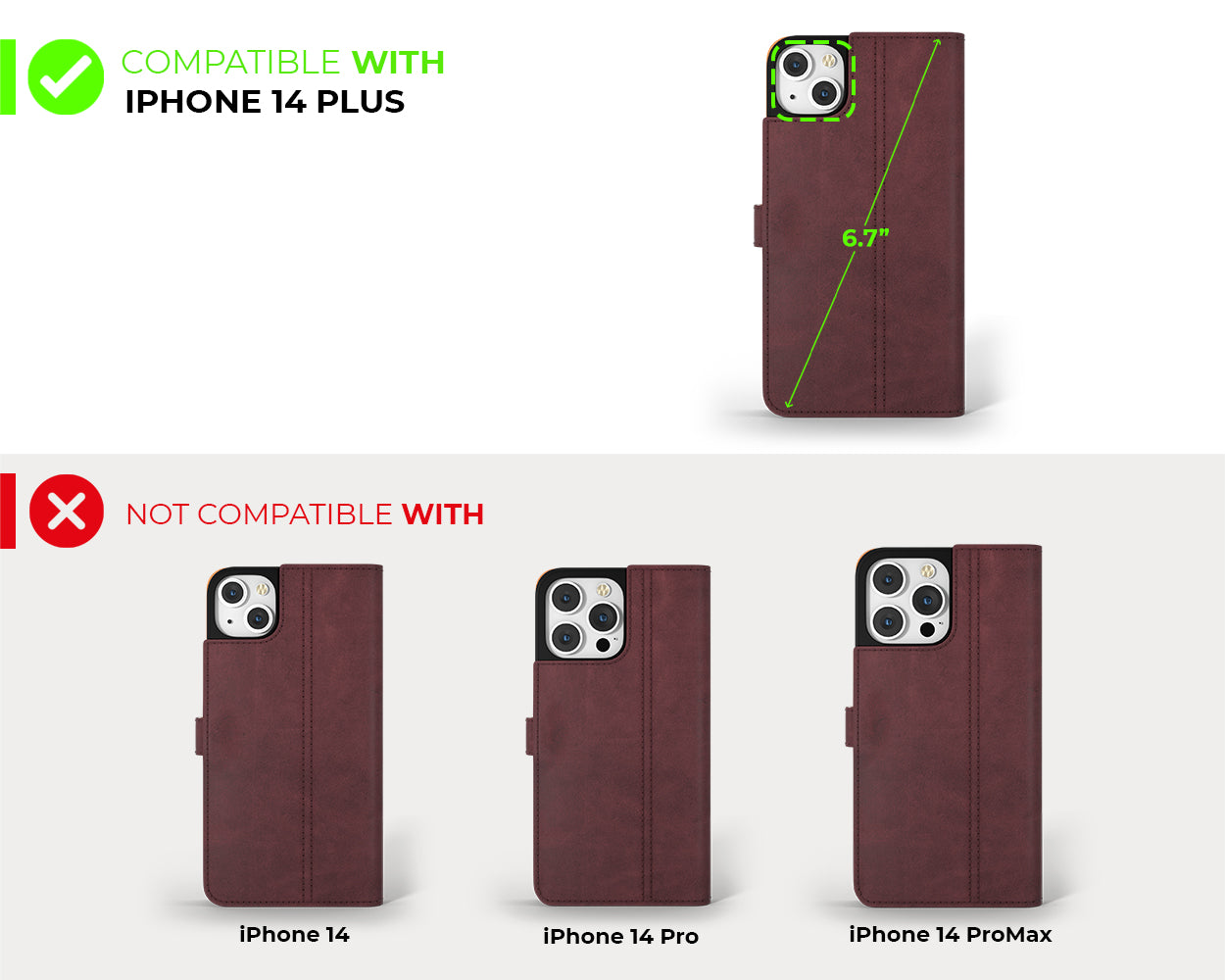 Étui portefeuille en cuir vintage - Apple iPhone 14 Plus