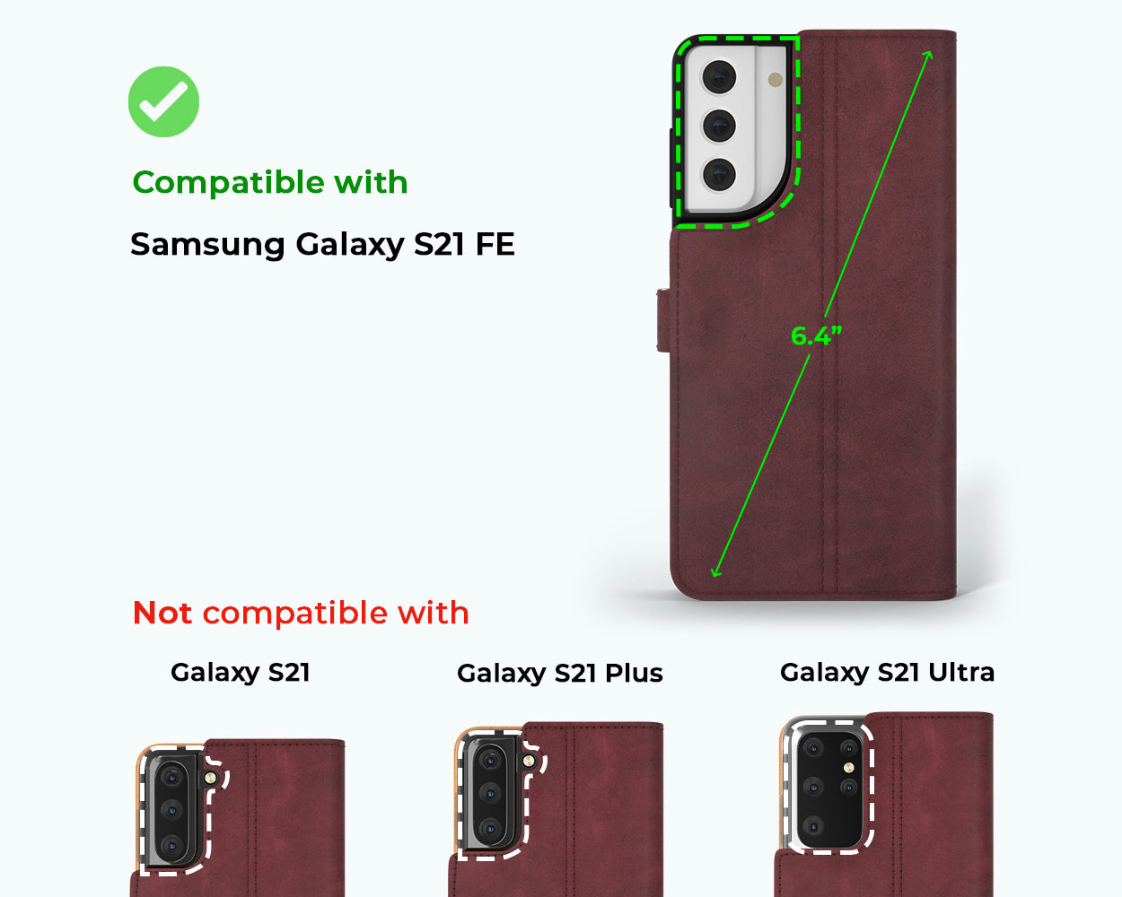 Étui portefeuille en cuir vintage - Samsung Galaxy S21 FE