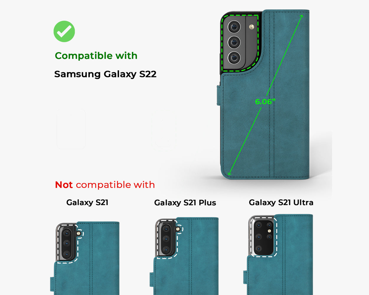 Étui portefeuille en cuir vintage - Samsung Galaxy S22
