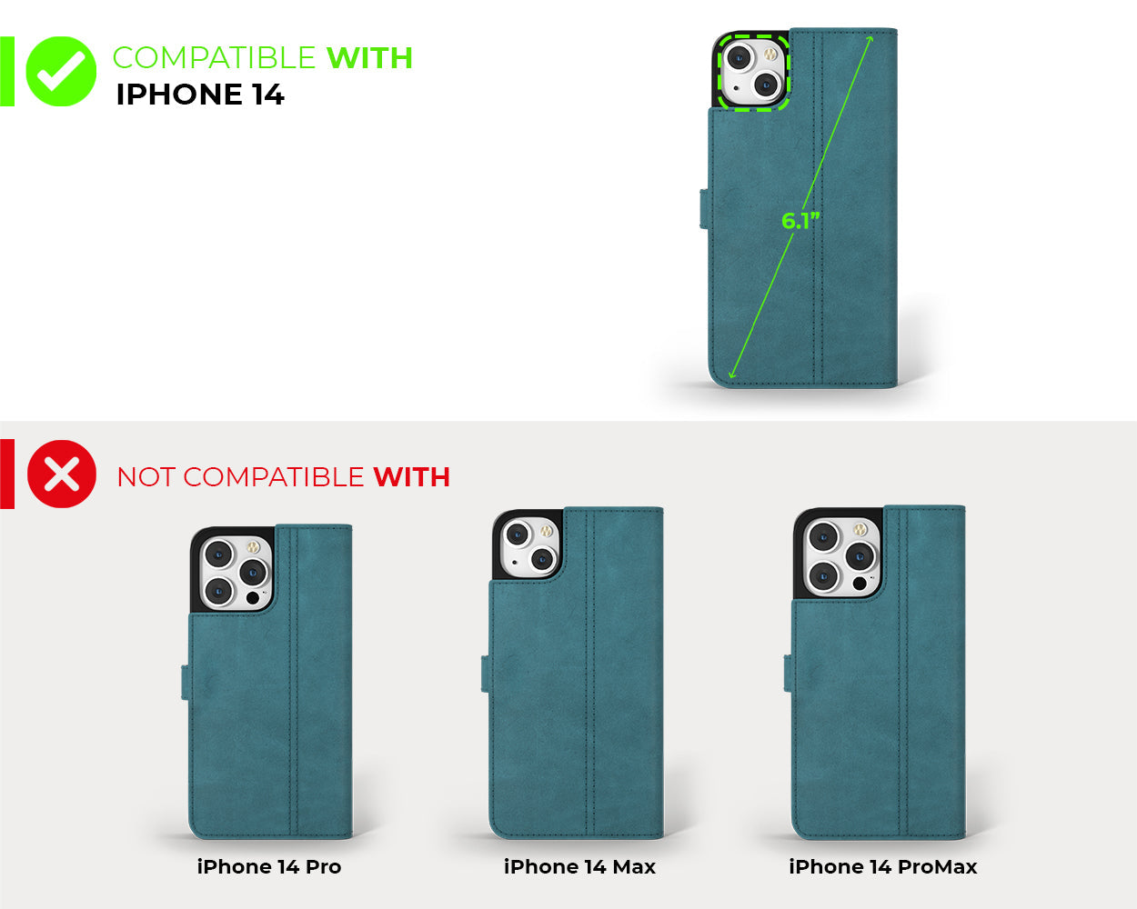 Étui portefeuille en cuir vintage - Apple iPhone 14 Plus