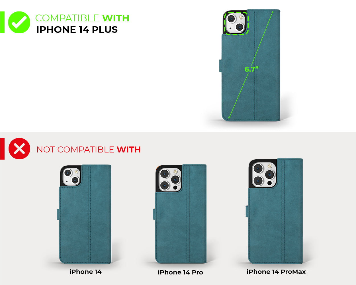 Étui portefeuille en cuir vintage - Apple iPhone 14 Plus