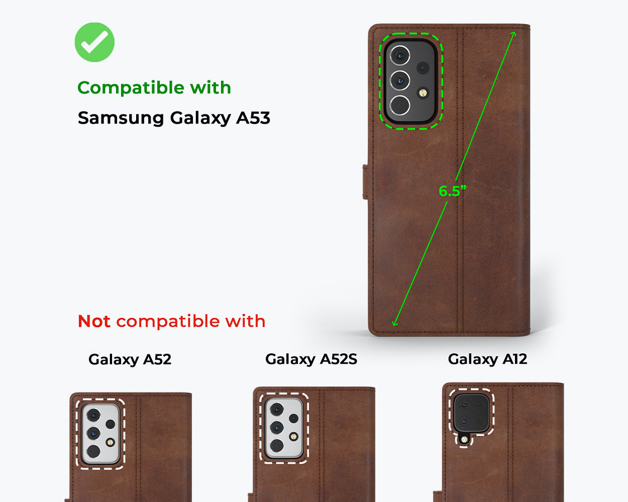 Étui portefeuille en cuir vintage - Samsung Galaxy A53