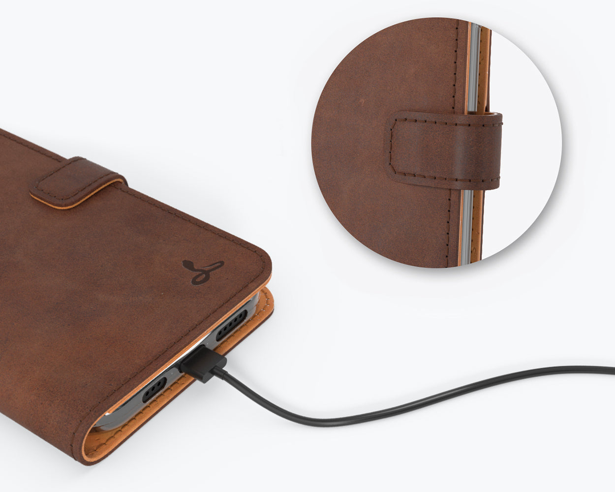Étui portefeuille en cuir vintage - Apple iPhone 12
