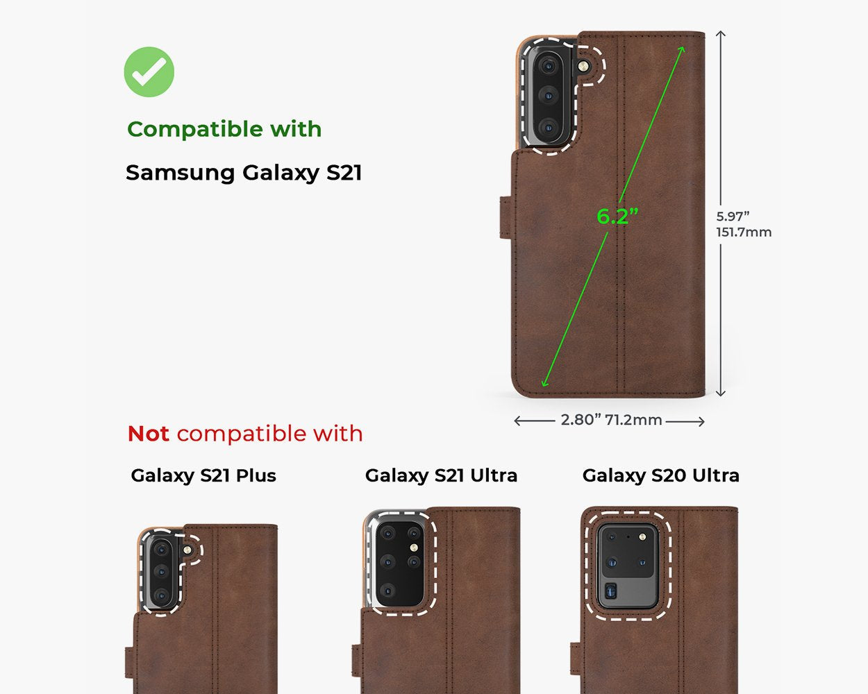 Étui portefeuille en cuir vintage - Samsung Galaxy S21