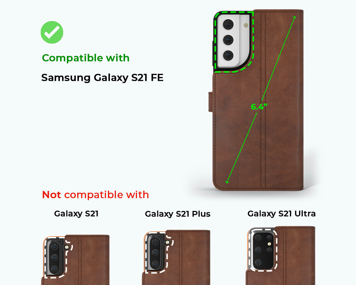 Étui portefeuille en cuir vintage - Samsung Galaxy S21 FE
