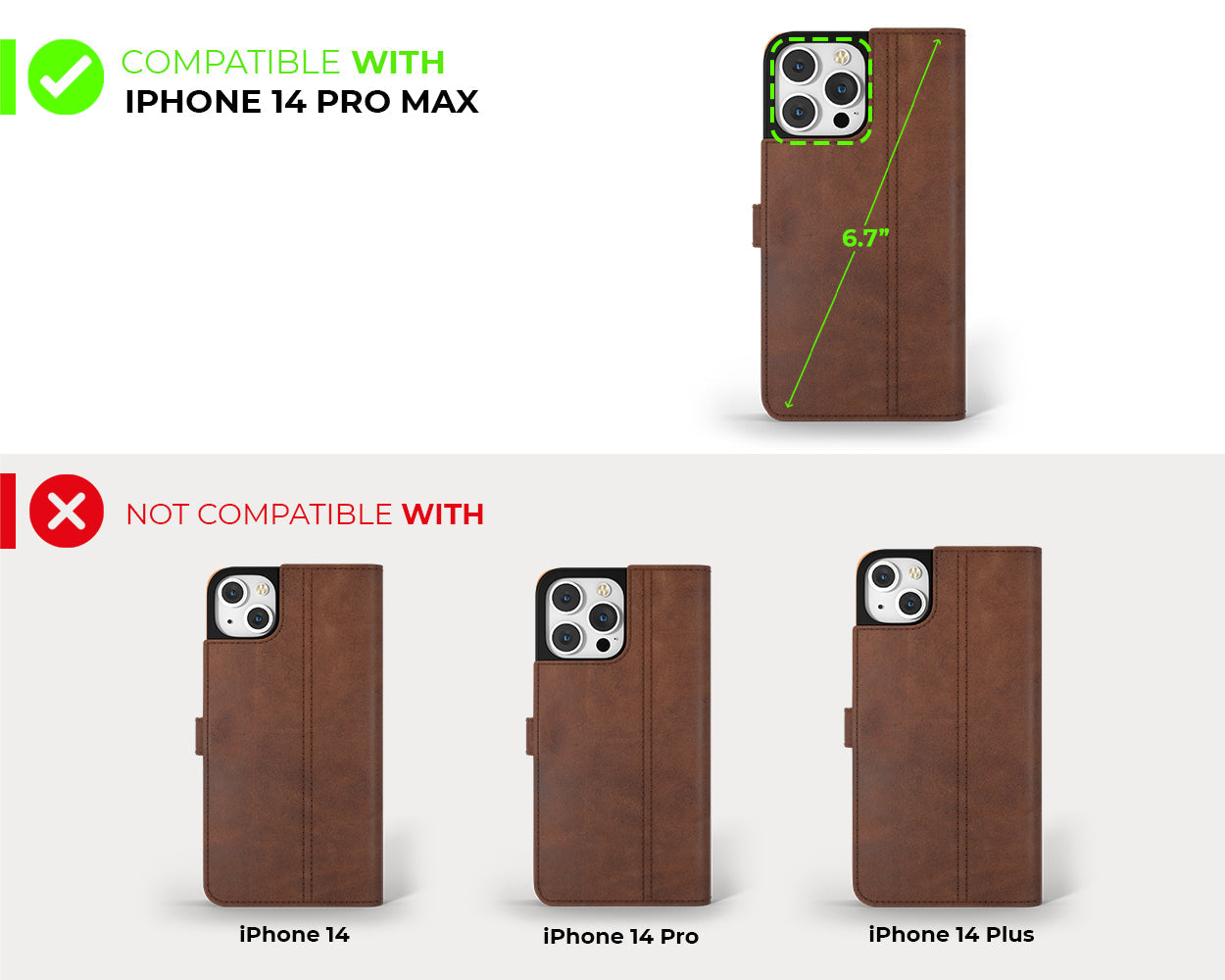 Étui portefeuille en cuir vintage - Apple iPhone 14 Pro Max