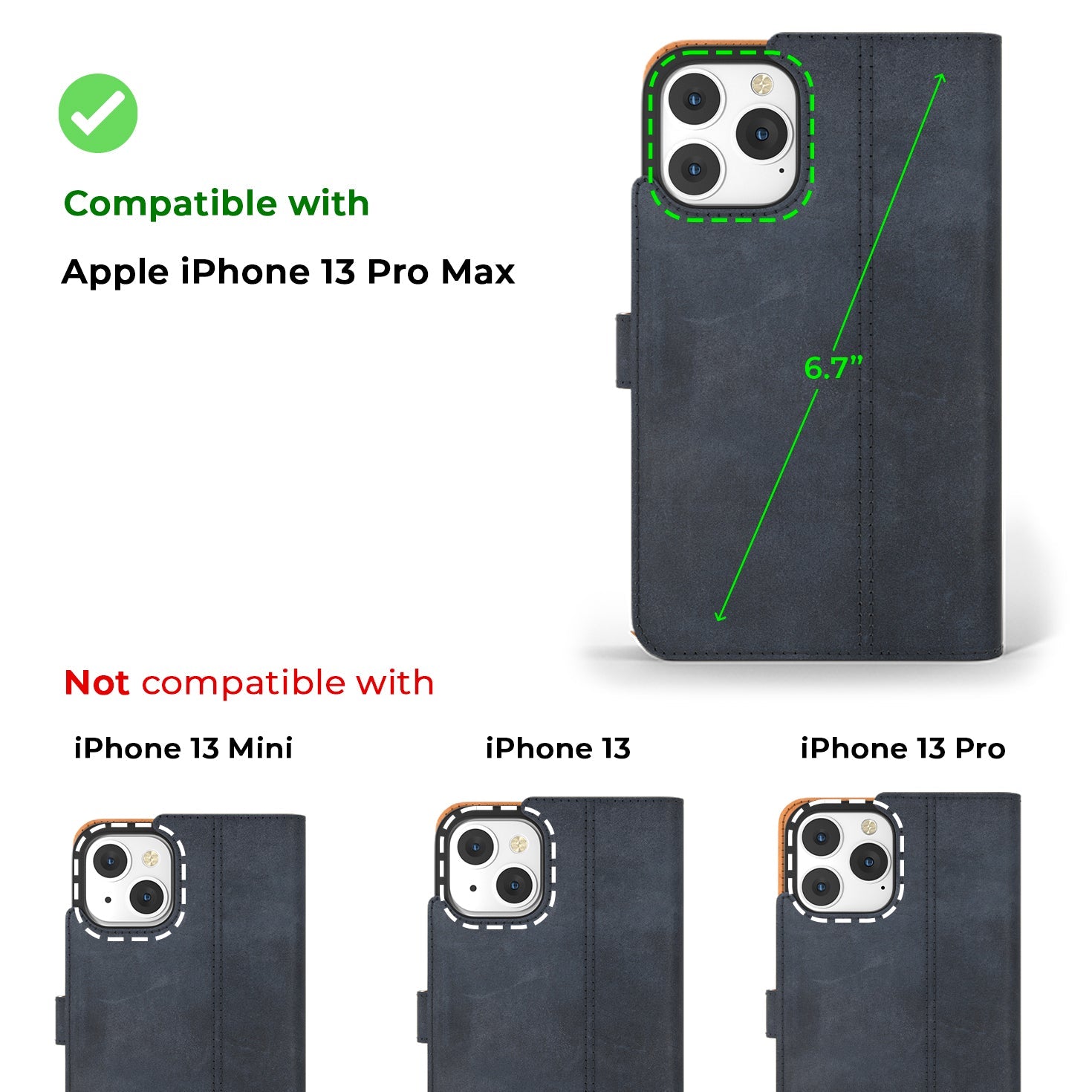 Étui portefeuille en cuir vintage - Apple iPhone 13 Pro Max