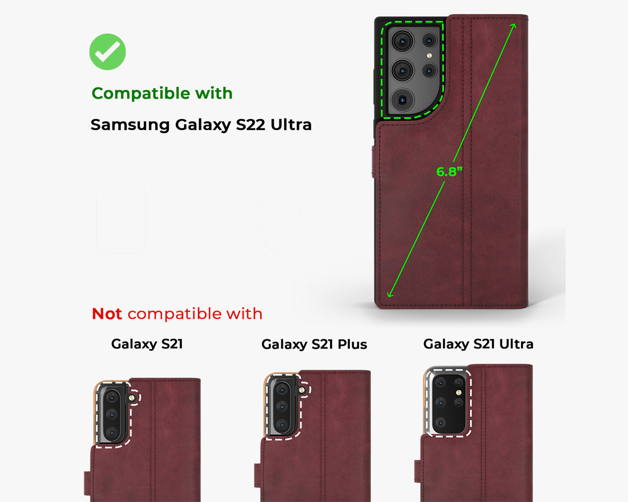 Étui portefeuille en cuir vintage - Samsung Galaxy S22 Ultra